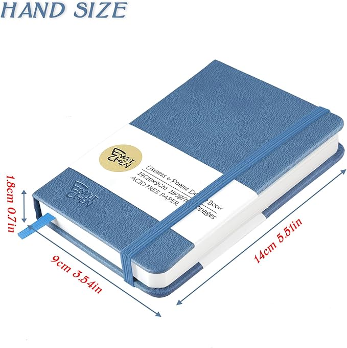 Mix Media Pad,3.5"x5.5" Small Hardcover Leather Art Sketchbook,60 Sheets(112lb/180gsm) Heavyweight Acid Free Artistic Painting Drawing Sketching Paper, Handy Pocket Journal Sketchbook.Dark Blue