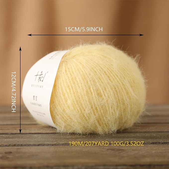 Snowbaby Wool Acrylic Blend Long Pile Yarn,(Worsted) Warm and Luxurious Fuzzy Yarn for Knitting and Crocheting DIY Hats Scarves Sweaters, 2 * 3.52oz/100g 207yds(16-Cheese)