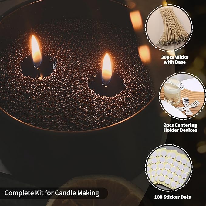 NICEME Black Customized Powder Candle Making Kit, 26Oz Candle Sand with Wicks Pearled Candle Wax for DIY Candles Making Non-Toxic Natural Refillable Sand Beaded Wax for Home Decoration Wedding Party
