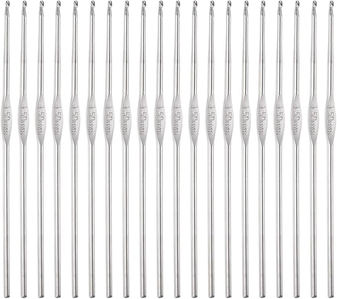 uxcell 20Pcs Crochet Hook Stainless Steel 1.5mm US Size 8 Metal Knitting Needles for DIY Craft Lace Yarn