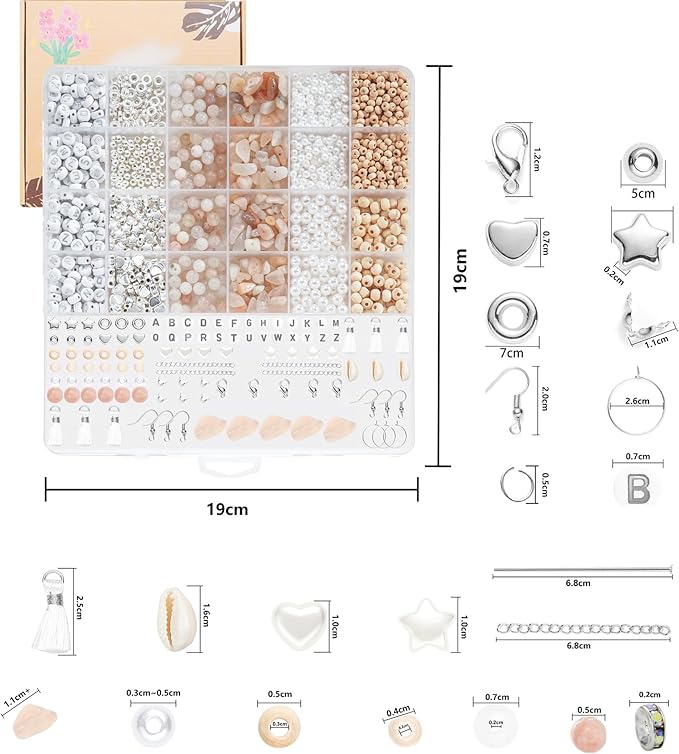 Xyliise Bracelet Making Kit Natürliche Perlen Set for Adults Beads for Bracelets Silver Jewelry Making Supplies DIY Jewelry Necklace Earrings (CZ006-Pink)