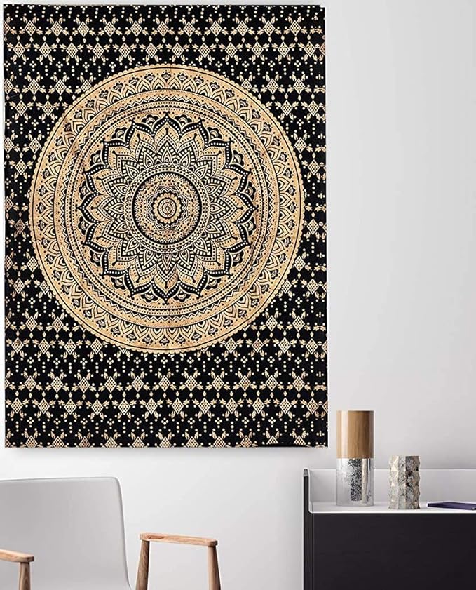 popular handicrafts tapestry wall hanging hippie ombre mandala bohemian hippy psychedelic design indian tapestries bedspread 30 x 40 inches (76 x 101 cms), blue