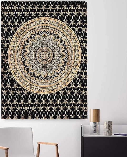 popular handicrafts tapestry wall hanging hippie ombre mandala bohemian hippy psychedelic design indian tapestries bedspread 30 x 40 inches (76 x 101 cms), blue