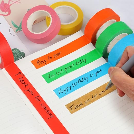 Guirnd 12PCS Colored Masking Tape, Kids Art Supplies, DIY Craft Tape, Colored Tape Rolls, Colored Painters Tape, 1.7cm x 12m (2/3In x 13Yards)