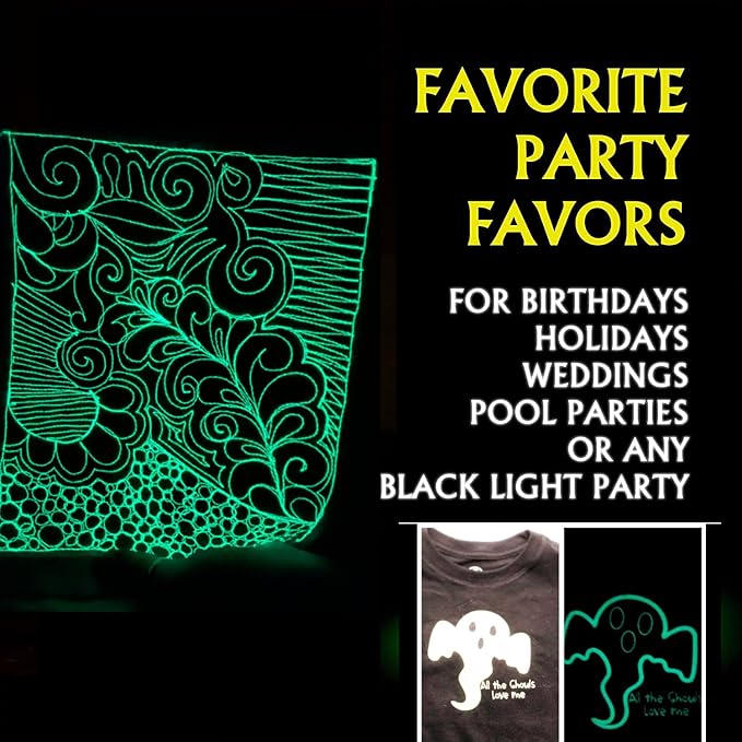Simthread Glow-in-The-Dark Embroidery Machine Thread, 6 Colors, 1000 Yards, 30WT, 100% Polyester with Long-Lasting Glow - Perfect for Music Festivals, Parties, Raves & More