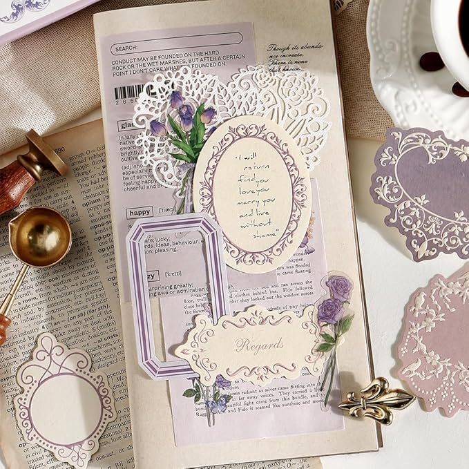 Gemmapylor 120 Pcs Vintage Scrapbook Paper Kit, Junk Journal Ephemera Paper Pack, Aesthetic Journaling Supplies, Decorative Scrapbooking Paper for Planner, Journal & DIY Crafts