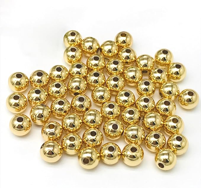 Laopottbeads 800 Pcs Gold 8MM Beads for Jewelry Making Round Beads DIY Kit for Bracelets, Earrings, Necklaces & Anklets