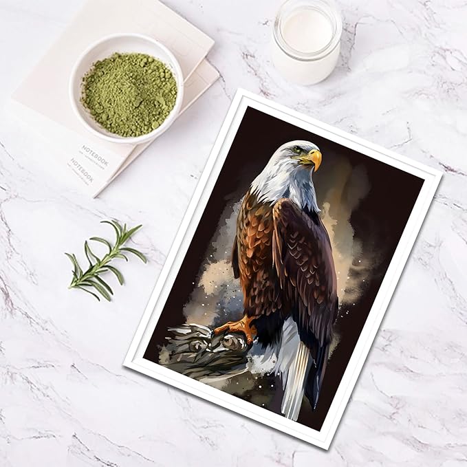 SENQAO Eagle Diamond Painting Kits for Adults, American Bald Eagle Full Drill Round Diamond Painting, for Room Decor Bedroom Decor Or Birthday for Friends 30x40cm