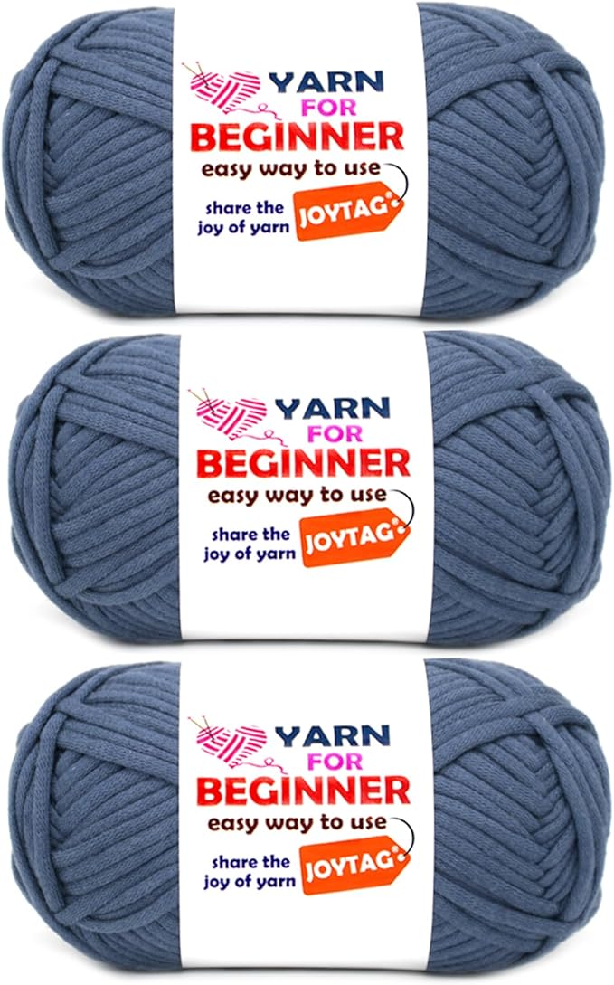 Denim Blue Beginners Crochet Yarn Cotton Crochet Yarn for Crocheting Knitting Beginners Crochet Kit-3 * 50g