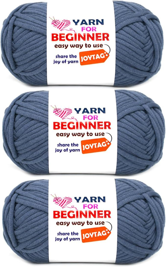 Denim Blue Beginners Crochet Yarn Cotton Crochet Yarn for Crocheting Knitting Beginners Crochet Kit-3 * 50g