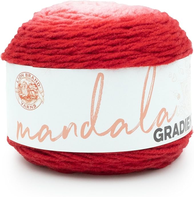 Lion Brand Yarn Mandala Gradient, Multicolor Yarn for Knitting, Crochet and Crafting, Red, 1 Pack