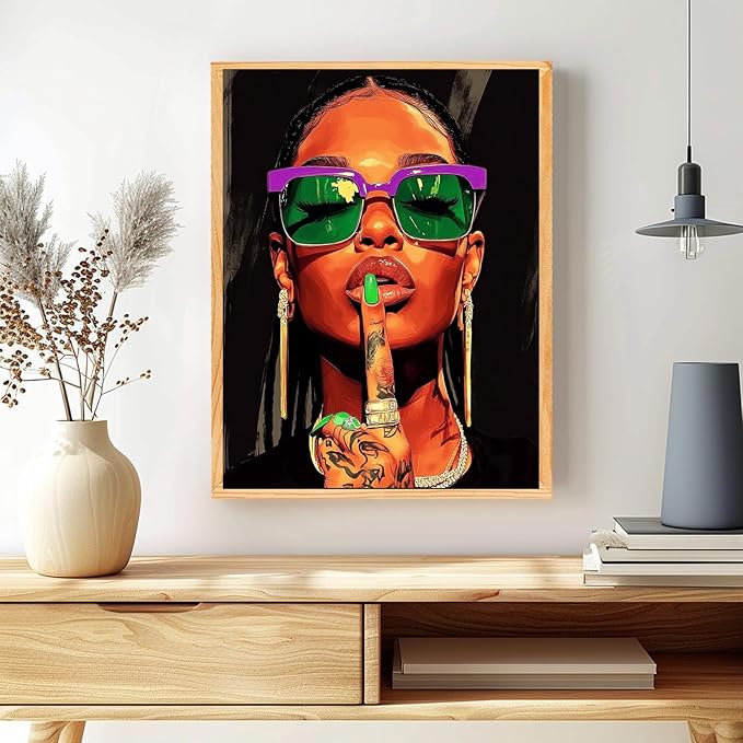 MAXBYE Fashion Portrait Paint by Numbers Kit for Adults Beginner, Trendy Lady Adult Paint by Number Kits on Canvas Without Frame, Easy Oil Paint by Numbers for Home Wall Decor Gift 12x16inch