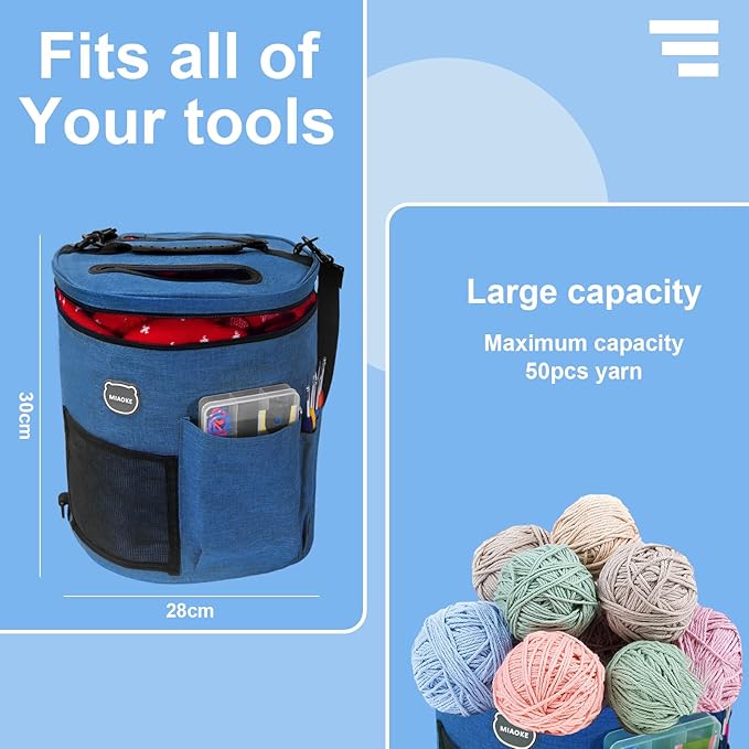 MIAOKE 79pc Crochet Kit, Large Knitting Bag Yarn Storage Organizer, Crocheting Starter Kits with Waterproof Bag, Beginner Knitting Accessories Set, for Beginners Adults Travel Crochet Supplies