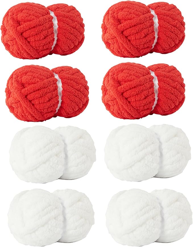 Assorted Chunky Yarn for Hand Knitting,Soft Jumbo Bulky Fluffy Chenille Yarn for Crocheting,Blanket Scarf DIY,8 Pack(28yds, 8 Ounces Each)