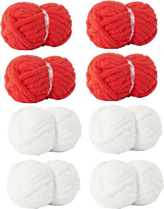 Assorted Chunky Yarn for Hand Knitting,Soft Jumbo Bulky Fluffy Chenille Yarn for Crocheting,Blanket Scarf DIY,8 Pack(28yds, 8 Ounces Each)