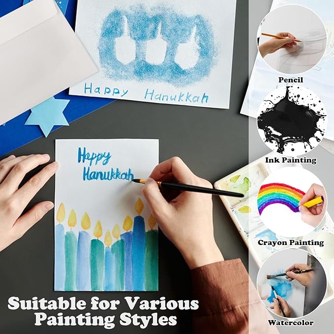 15 Sets Blank Watercolor Cards with Envelopes 4 x 6 in Cotton Watercolor Paper Cards 140lb/300GSM Foldable Watercolor Postcards with Envelopes for Greeting Cards Birthday Wedding Invitations