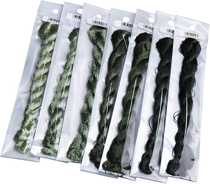 Natural 100% Silk Thread, Handmade Embroidery Thread Silk Floss 7 Colors 110m Each (15)