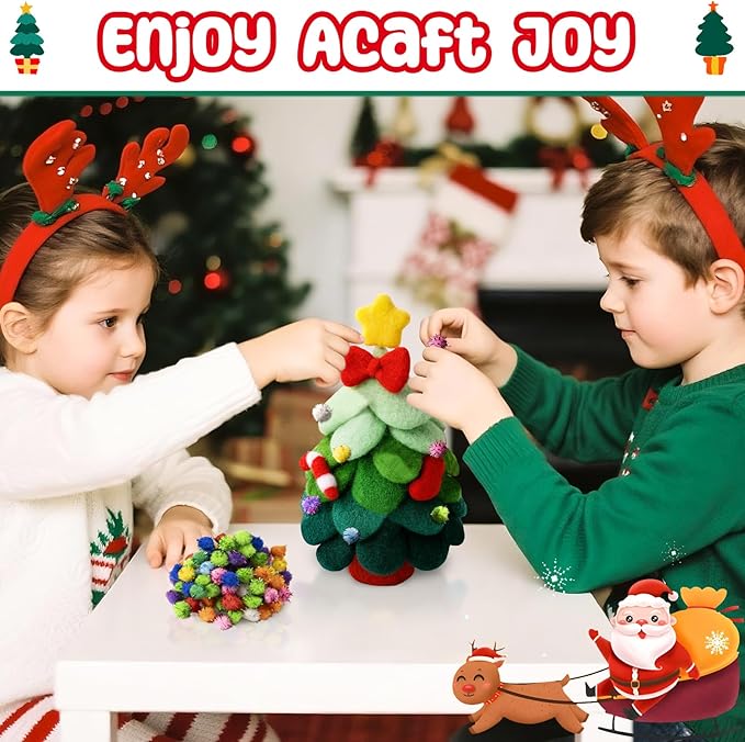 KIDS KING Needle Felting Kit for Handicraft Beginners Teens & Adults – Christmas Tree Felting with Instruction, Material Tools: Wool, Needles, Felting Pad, Home Decorations Christmas Gifts