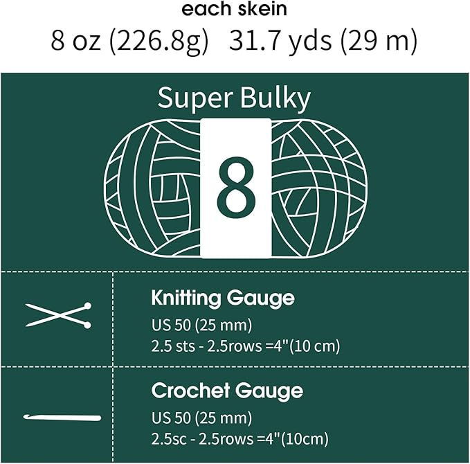 MABOZOO Assorted Chunky Yarn for Crocheting 8 Pack,Fluffy Jumbo Chenille Yarn,Soft Plush Yarn Bulky,Giant Thick Fuzzy Yarn for Hand or Arm Knitting,Sage Green & Dark Green(31.7 yds,8 oz Each Skein)