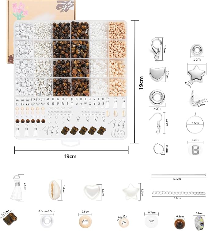 xyliise bracelet making kit natürliche perlen set for adults beads for bracelets silver jewelry making supplies diy jewelry necklace earrings (cz006-tiger's eye)