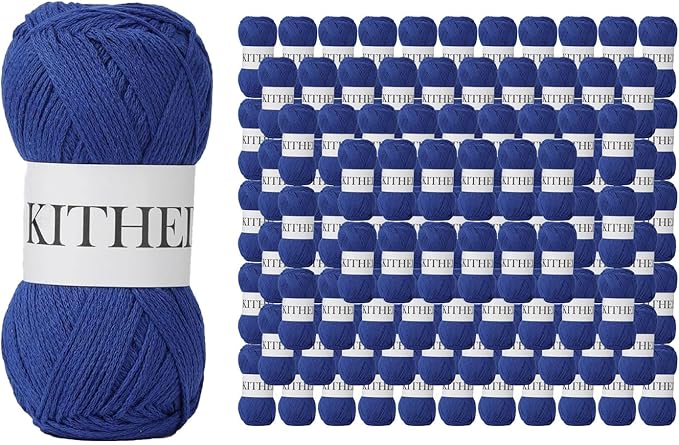 Cotton Chainette Yarn,Value Pack: 135 Skeins (45 Packs × 3) | 3.52oz/100g, 172yds/158m per Skein | Total 475oz (Sapphire Blue-45pack)