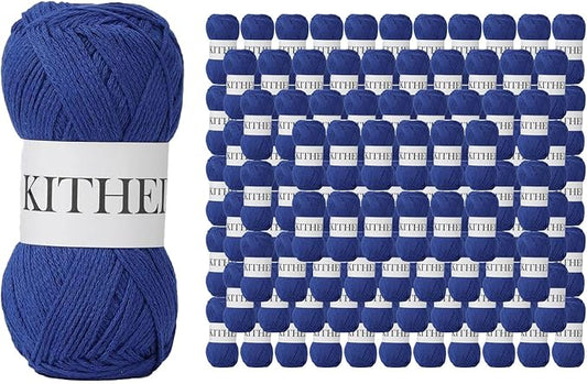 Cotton Chainette Yarn,Value Pack: 135 Skeins (45 Packs × 3) | 3.52oz/100g, 172yds/158m per Skein | Total 475oz (Sapphire Blue-45pack)