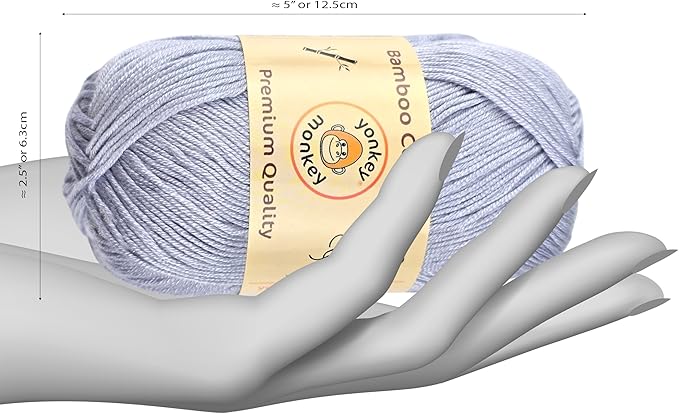 10-Pack of Yonkey Monkey 500 Grams Yarn - 70% Rayon derived from Bamboo, 30% Cotton - Imported - White Gray 9006