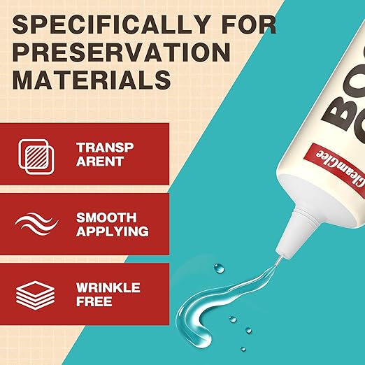 Book Glue, Dries Clear & Flexible Book Binding Glue Adhesive, Used for Bookbinding and Book Repair, Book Nook, Framing, Collages, Paper Art and Crafts - 60ml x 2Pack