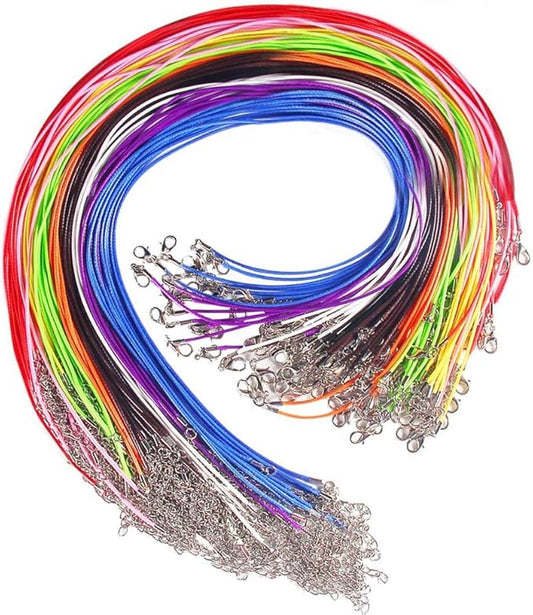 Paxcoo 100 Pcs 18 Inches Waxed Cotton Necklace Cord for Jewelry Making Mix Color