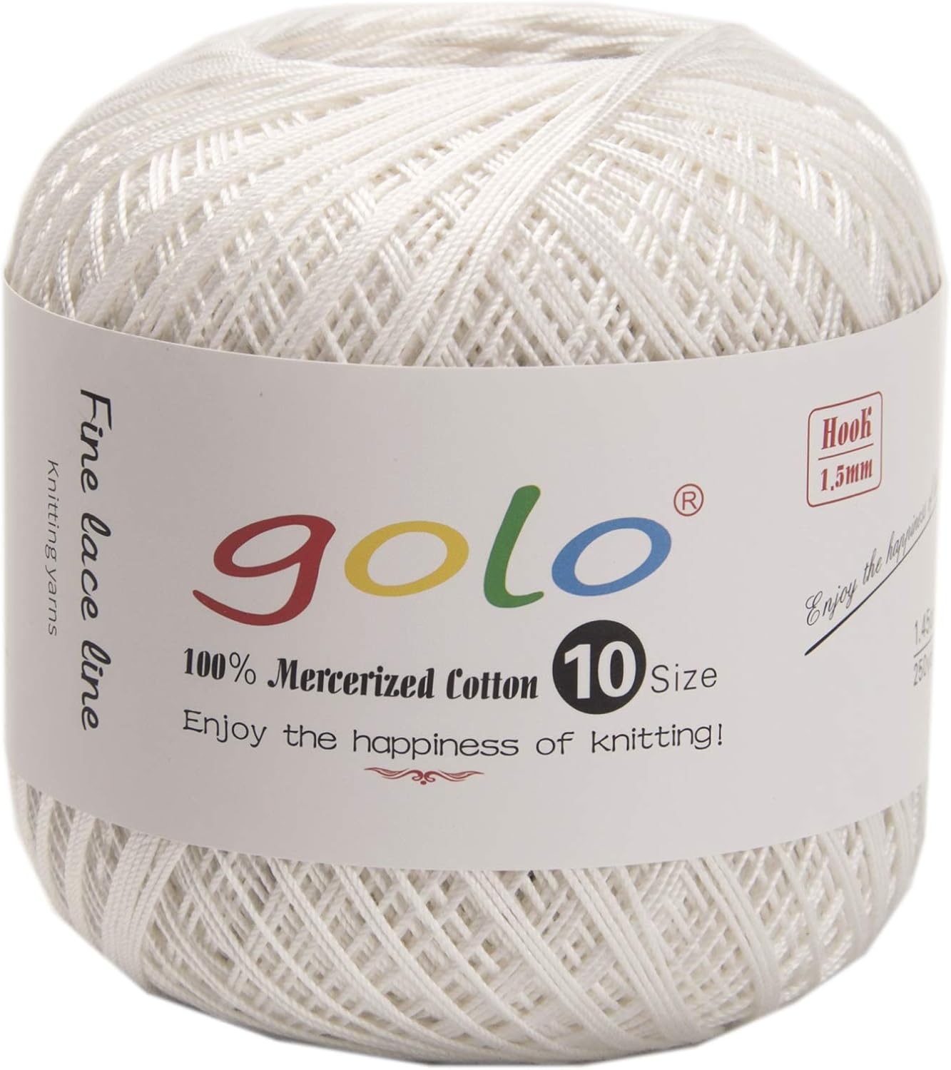 golo Crochet Thread Size 10 White Yarn for Hand Knitting White 801