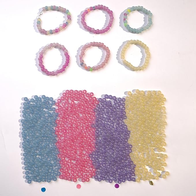 NikkiGuo 1000pcs Pony Beads, 15 Color Kandi Beads for Bracelets Making Kit, Hair Braids Crafts Jewelry Making Crafts Friendship Necklace Earrings DIY (UV Color Mixing)