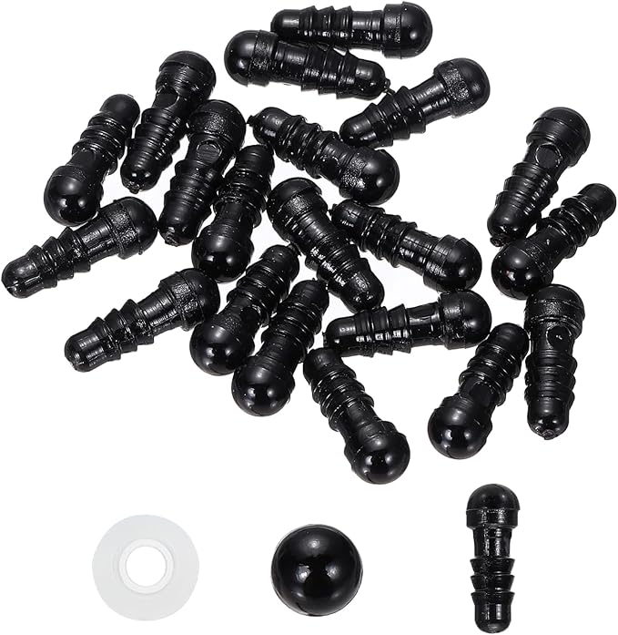 PATIKIL 5mm Safety Eyes, 20 Pcs Plastic Craft Eyes with Protective Film with Washers for Stuffed Animals Crochet Toys Dolls DIY Craft Making, Black