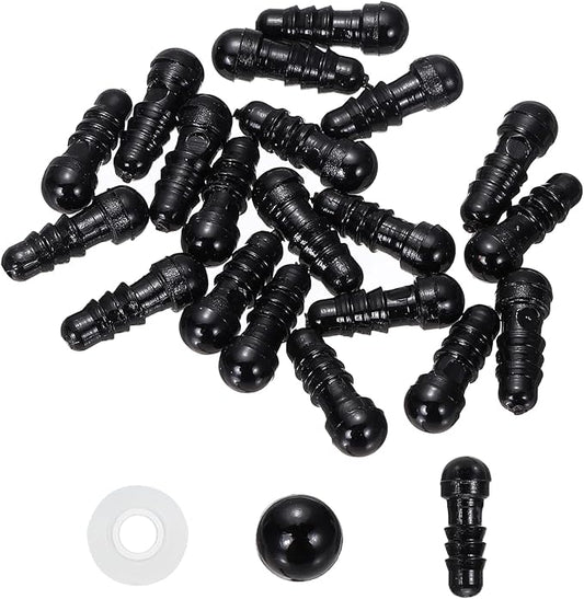 PATIKIL 5mm Safety Eyes, 20 Pcs Plastic Craft Eyes with Protective Film with Washers for Stuffed Animals Crochet Toys Dolls DIY Craft Making, Black