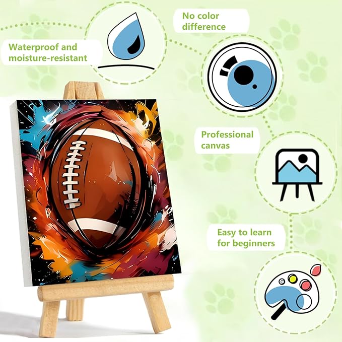 Reivworl Paint by Numbers Kit for Kids - with Frame and Easel, Football Paint by Number Kids Age 6-8-12 Boys Girls, Paint by Numbers for Gifts and Decor (9.5X12Inch)