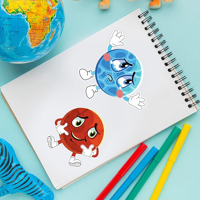 24 sheets 8.27''×5.9'' make your own space stickers for kids toddlers, make a face stickers for kids party favors activities
