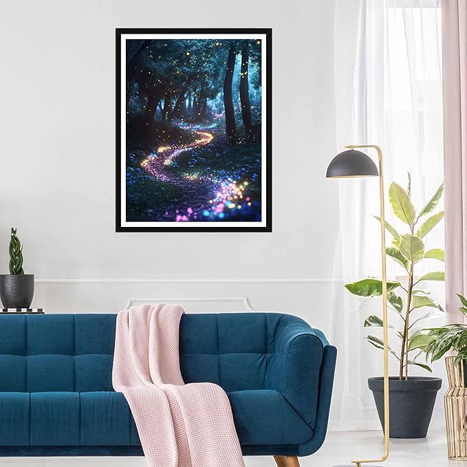 SKRYUIE 5D Diamond Painting Kits Landscape - DIY Diamond Art Kits for Adults Forest, Full Round Drill - Crystal Embroidery Cross Stitch - Craft for Wall & Office Decor - 12x16 Inch e2