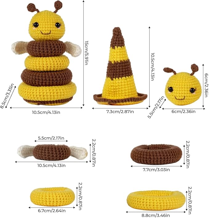 YESJOLI Crochet kit for Beginners, Crochet Animal Kits,Crocheting kit for Starters with Step-by-Step Video, Beginner Crochet kit for Adults Women, Crafts bee