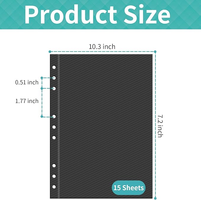 Photo Album Pages Refill for 6 Ring Binder, 15 Sheets/30 Self-Adhesive Pages, Scrapbook Album Sheets Fit 2x3, 4x6, 5x7 Photo