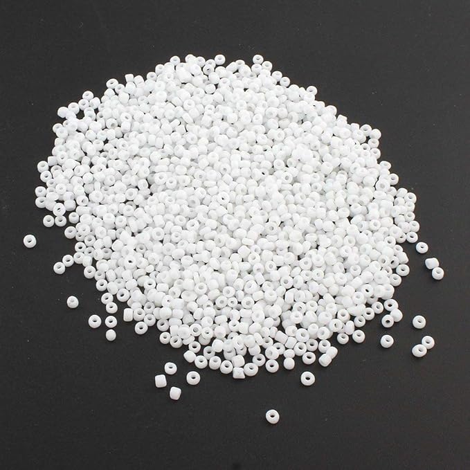 Perlin Glass Seed Beads 2mm 11/0 Round Mini Small Pony Beads 6500pcs for Making Earrings Bracelets Pendants Waist Jewelry DIY Handmade Opaque Color Kit (White)