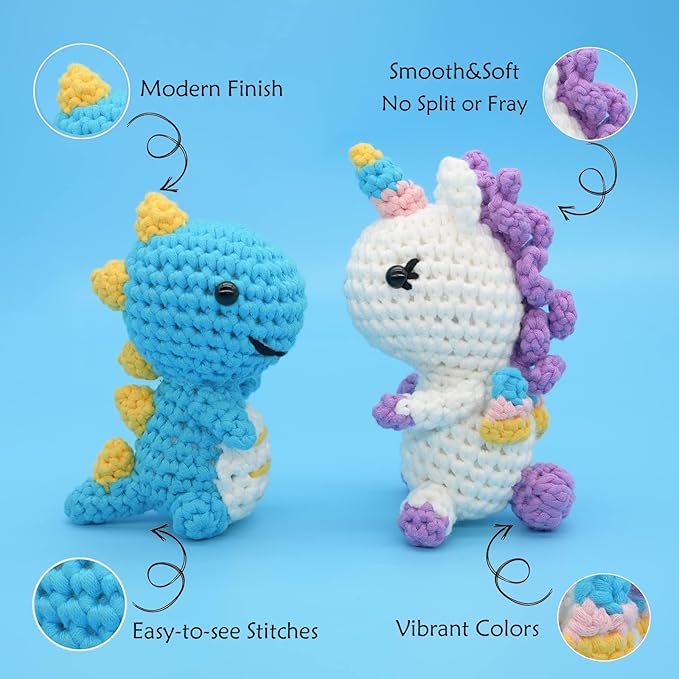 24 Pack Beginners Crochet Yarn Cotton Crochet Yarn for Crocheting Knitting Beginners(24x50g)-Multicolor Mix