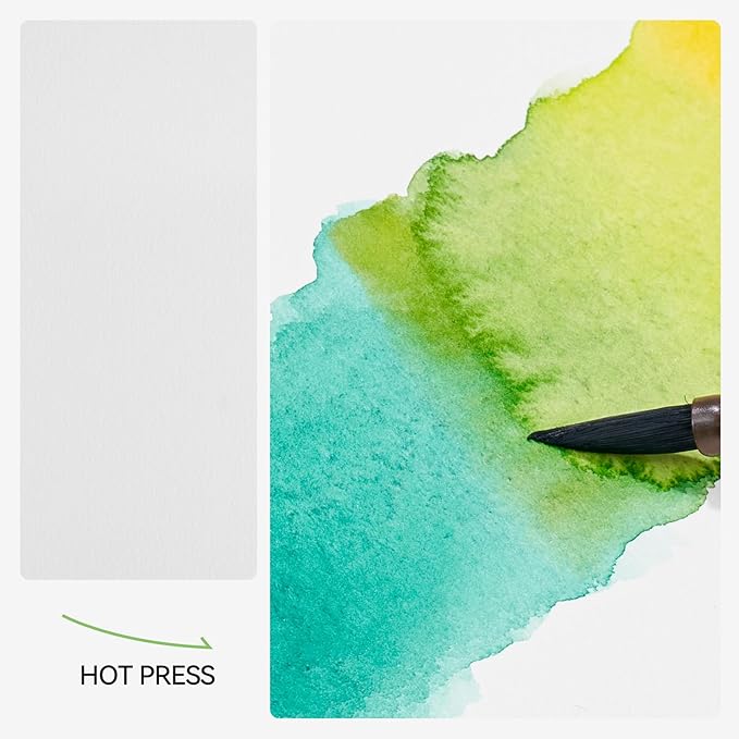 Lightwish Watercolor Sketchbook,300gsm/140lb 100% Cotton Hot Press Watercolor Journal, Acid Free Watercolor Paper for Artists,Adults,Students,20 Sheets,Paper 5.8 * 8.2 Inches