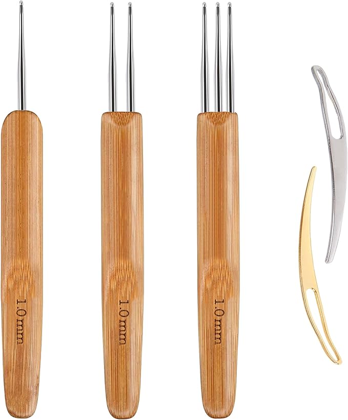 AUGSUN Dreadlock Crochet Hook Tool,Braid Hair Dreadlocks Needle, Interlocking Tool for Locs,Weaving Crochet for Braid Craft Knitting Needles (1.0mm)