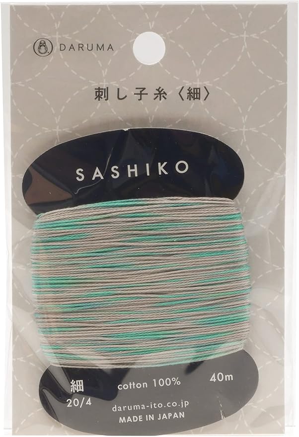 Yokota Daruma Sashiko Thread Single and Variegated Color (Rain Sounds, Thin 40M Card)