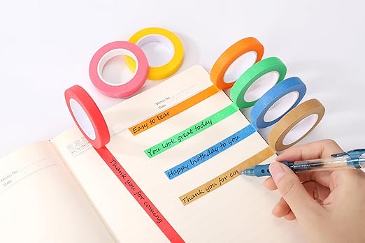 Colored Masking Tape 12PCS-Painters Tape, 12 Color Tape Rolls,Colored Painters Tape Perfect for Kids Art Supplies, Crafting, Labeling, DIY Projects, Easy Tear & Removable Adhesive (0.6in*39Ft)