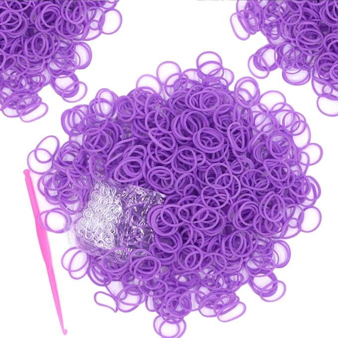 6000-Pack Rubber Loom Bands Making Kit,50PCS S-Clips10-Hooks,Colorful Rubber Bands Refill Kits for Weaving DIY Crafting Gift (Light Purple)