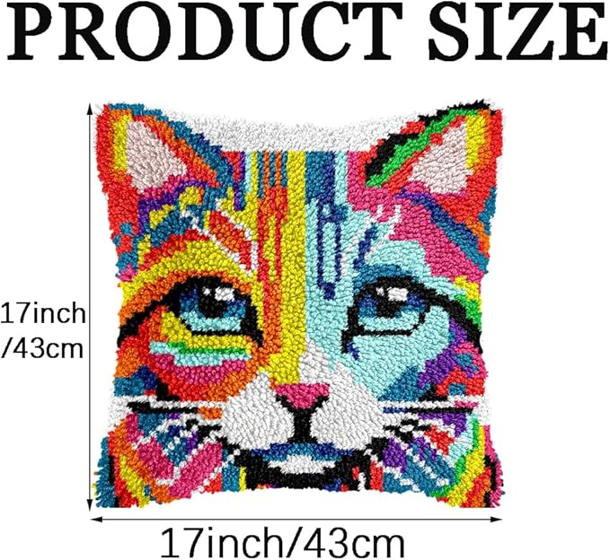 veirousa Poppy Flower Latch Hook Kits for Adults Beginners - Latch Hook Pillow Kit Pre-Printed Mesh Latch Hook Rug Kits Craft Cushion Set for Home Sofa Decoration 17x17 in. DIY Gift