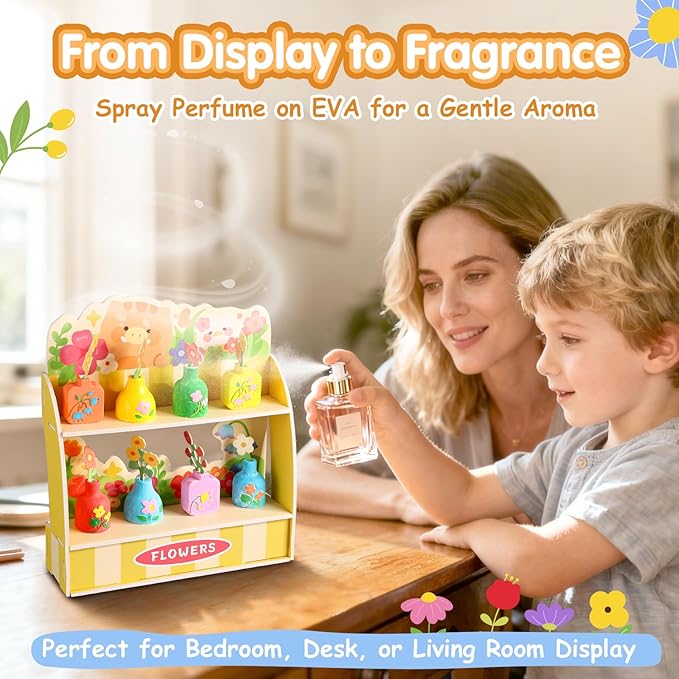 DIY Mini Plaster Flower Vase Craft Kit – 3D Painting & Flower Arranging Toy for Kids – Creative Arts and Crafts Set for Girls Ages 3-8, Preschool Art Gift