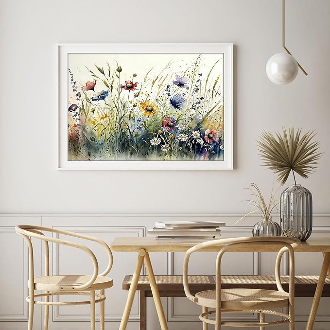 WUDWL Square Diamond Painting Kits Square Drill Diamond Painting,Square Diamond Art,Wild Flower DIY Gem Art Kits for Adults and Crafts for Gifts and Home Wall Decor 12x16inch