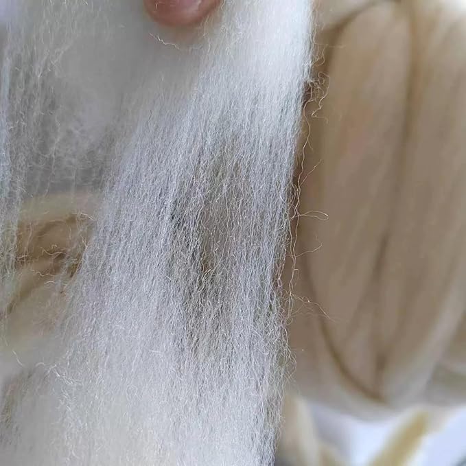 iMongol 100% Merino Wool Roving Top Yarn for Spinning Arm Knitting Felting Undyed Natural White Wool Combed Stuffing (2oz, Wool Top)