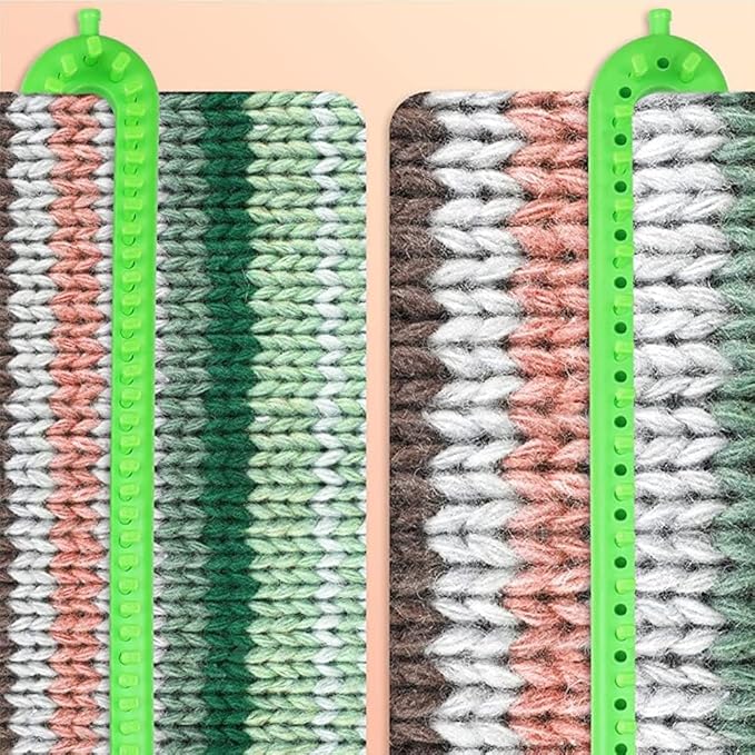 Katech 3 pcs Rectangle Knitting Looms Set Dense Pegs Loom Knitter Different Sizes Colorful Plastic Weaving Looms Set DIY Yarn Weaving Kits with a Crochet Hook and Needle (Color is Random)